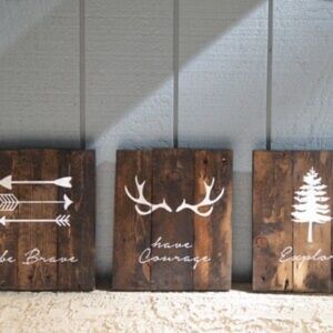 Set of three Reclaimed Wooden Wall Art